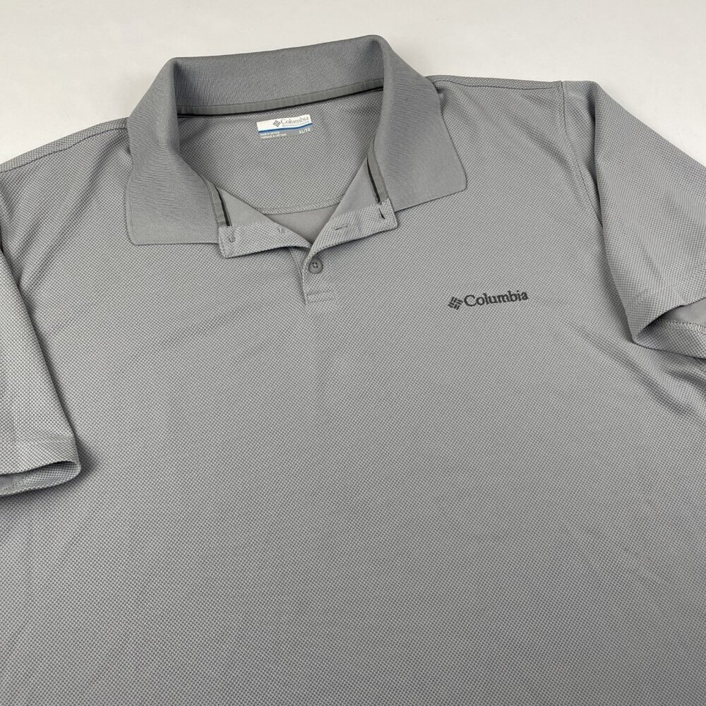 Columbia Polo Shirt Men's XL Polyester Waffle Knit Golf Outdoors Gray Breathable